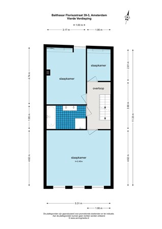 Floorplan - Balthasar Floriszstraat 39-3, 1071 VA Amsterdam